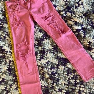 Abercrombie & Fitch Pink Distressed Skinny Jeans